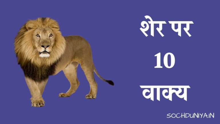 शेर पर 10 वाक्य