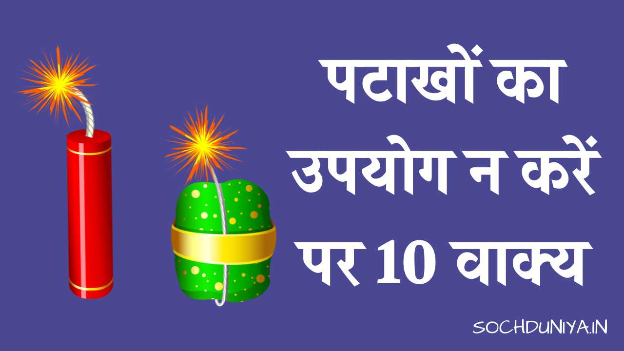 10 Lines on Say No to Crackers in Hindi