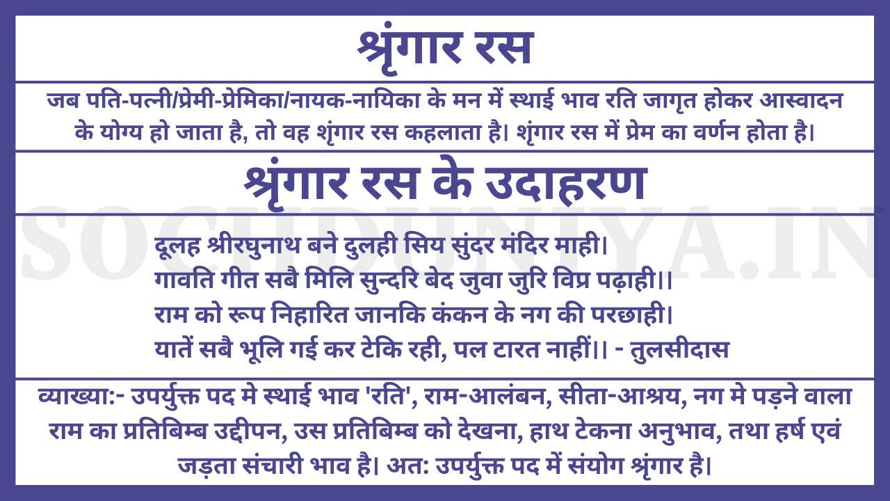 Shringar Ras Ki Paribhasha in Hindi